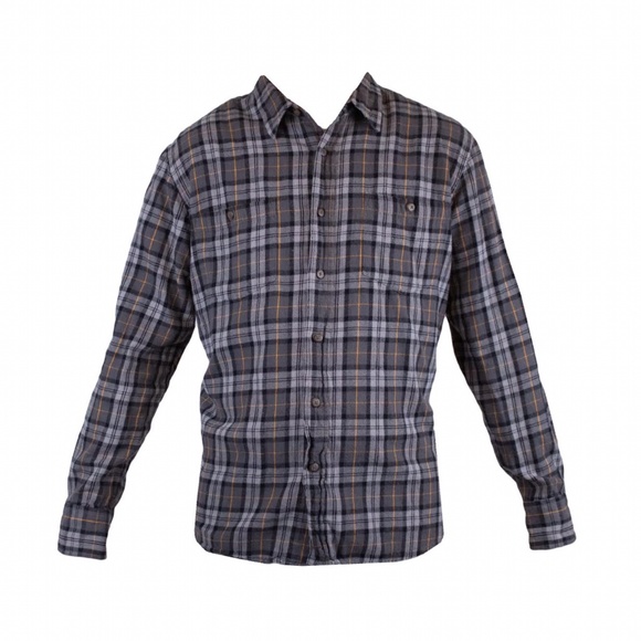 Dark Grey Flannel Plaid Shirt - Picture 1 of 3